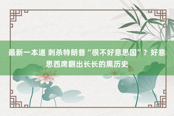 最新一本道 刺杀特朗普“很不好意思国”？好意思西席翻出长长的黑历史