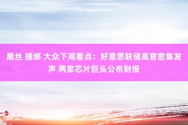 黑丝 捆绑 大众下周看点：好意思联储高官密集发声 两家芯片巨头公布财报