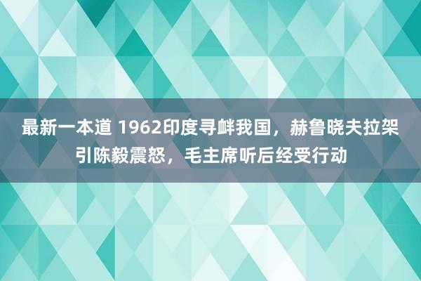 最新一本道 1962印度寻衅我国，赫鲁晓夫拉架引陈毅震怒，毛主席听后经受行动